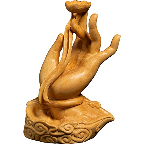 LOSAYM Estatuas Figuritas Decoración Buda Mano Decoraciones Caseras Quemador De Incienso Talla De Madera Creativa Palo De Incienso De Madera Maciza Guanyin