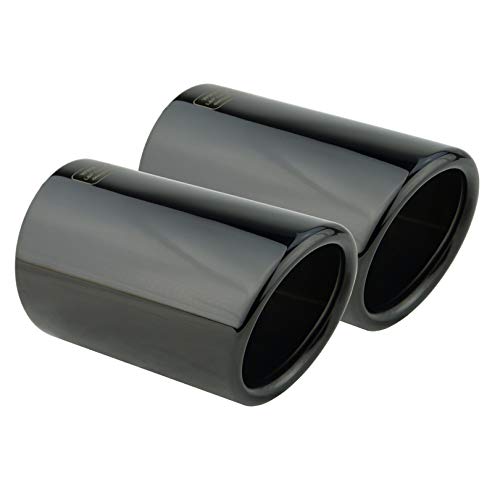 L&P A287 2 embellecedores de tubo de escape de acero inoxidable cromado negro pulido compatible con Tiguan 1 I año de fabricación 2008-2015 Q3 8U Plug Play