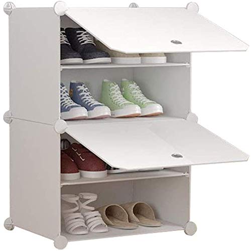 Lycoco Rack de Zapatos Pasillo de plástico Gabinete Almacenamiento Almacén Estanterías Modulares Múltiples Polvo A Prueba DIY Conjunto DIY Simple Modern White