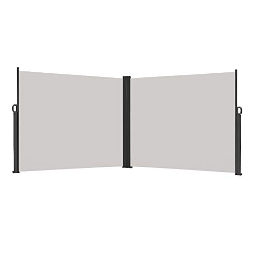 LZQ Toldo Lateral Retráctil de Alumínio Mampara Terraza Anti-UV Marquesina Lateral Persiana Lateral, Protección Solar para Jardín, Terraza y Balcón Gris 180 x 600 cm