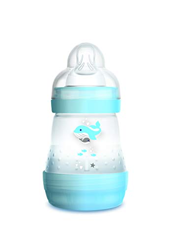 Mam - Biberón anticólicos (160 ml, 0-6 meses, 1 caudal) Transparent blue