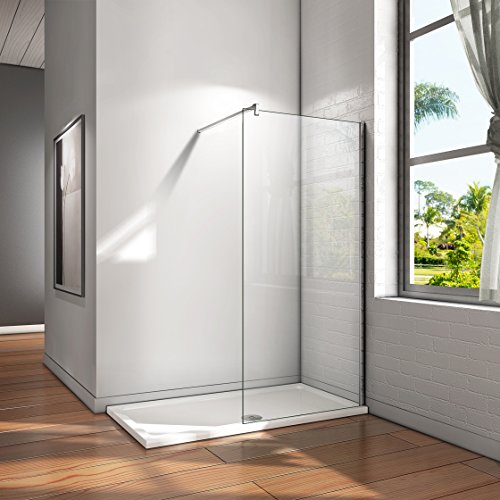 Mampara ducha Panel Pantalla Fija cristal 8mm templado para baño Barra 140cm (80x200cm)