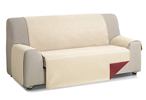 Martina Home Diamond Cubre Sofa Acolchado Reversible, Beige - Rojo, 3 Plazas