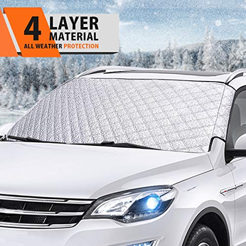 MATCC Protector de Parabrisas Cubierta de Nieve y de Sol Antihielo Funda de Parabrisa Universal para Coche