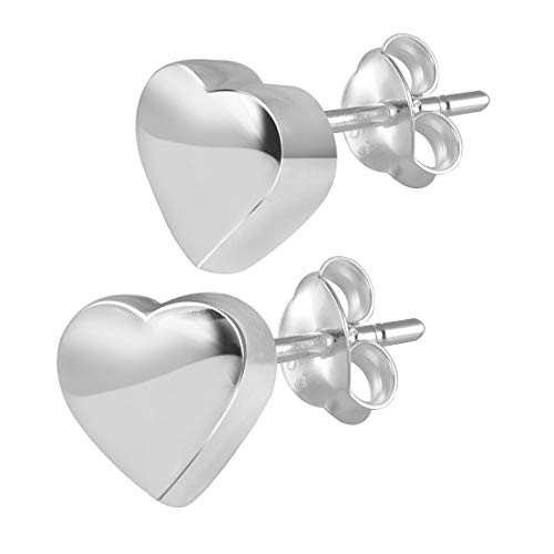 Materia – #SO-227 925 pendientes de plata con forma de corazón - Pendientes pequeños para niños con joyero