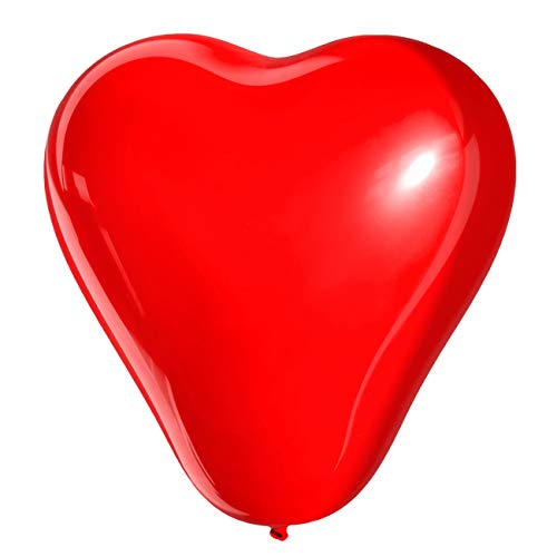 MBW Globos con forma de corazón, color rojo, diámetro 25 cm, 50 unidades, globos con forma de corazón, decoración para bodas