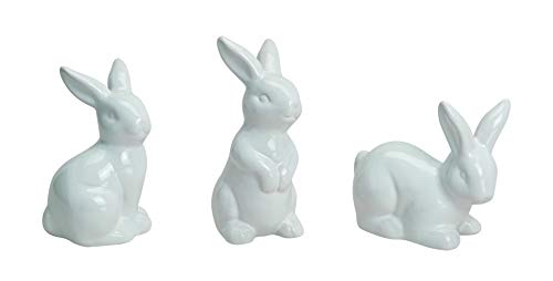 MC Trend - Juego de 3 figuras decorativas de conejo de Pascua (cerámica), color blanco