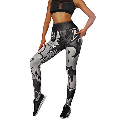 MEIbax Leggings Mujer Yoga Pantalones Moda elásticos Impresión de Cintura Alta Gimnasio Athletic Entrenamiento Fitness Gym Skinny Mallas de elásticas Pantalón Largo Push up Mallas Deportivos Largos