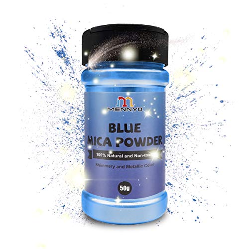 MENNYO Pigmento para Resina Epoxi, Colorante Jabones 50g Color Océano Azul Mica en Polvos Metálico Natural para Kit Hacer Velas, Fabrica Slime, Pintura, Sombra de Ojos, Maquillaje, Esmalte de Uñas