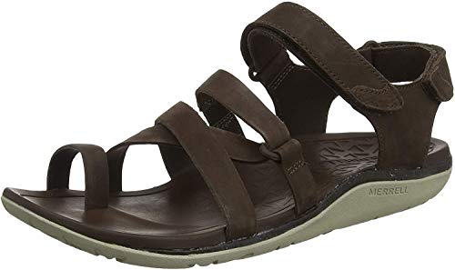 Merrell Trailway Wrap Leather, Sandalias con Tira Vertical Mujer, Marrón (Bracken), 39 EU