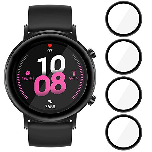 MI-KOU 【4 Piezas】 Película Protectora Compatible con Huawei Watch GT2 42mm, [Resistente a los arañazos],[sin Burbujas], [fácil aplicación], [película Protectora Suave], [Cobertura Total ]