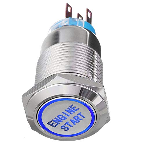 Mintice Interruptor de palanca de metal de 12 V para coche con luz LED azul, 19 mm de arranque del motor