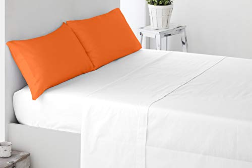 Miracle Home Funda Almohada, Suave y Cómoda, Dos Piezas, Algodón 50% Poliéster, Naranja, 150 cm