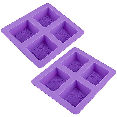 Mirrwin Jabón Hechos a Mano Rectangular Molde Moldes de jabón Silicona Cuadrada Hecha a Mano Hornear Bricolaje Molde Jabón Rectangular Púrpura para cocinar en casa y Varios Bricolaje 2 Piezas