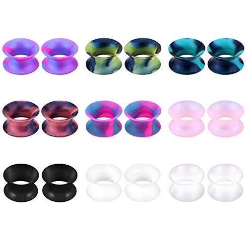 MODRSA 9 Pares Dilatador Oreja Silicona Doble Expansor Piercing Tunnel Plugs Flexible Estiramiento Piercing Dilatacion Oreja 8MM