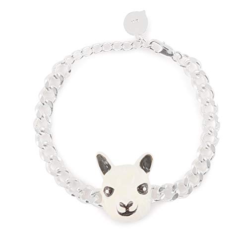 Monkimau Alpaka - Pulsera para mujer (latón chapado en plata, pintado a mano), color blanco