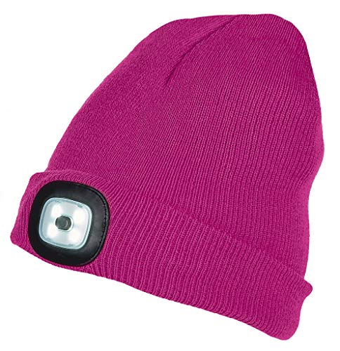 moses Unisex - Adultos Rosa LED Gorro de Punto con luz para Correr, Ciclismo y Senderismo para Camping y Exterior, Talla única