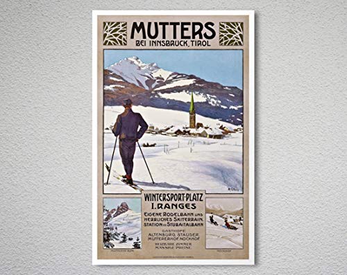 Mutters Bei Innsbruck, Tirol, póster de viaje vintage sin marco, lienzo – cita motivacional arte de pared impresión decoración del hogar