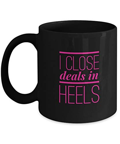 N\A Regalos y ndash de emprendedoras; Divertida Taza de café para Mujeres de Negocios y ndash; cierro tratos en Tacones, Taza de café.