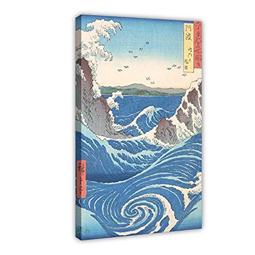 Naruto Whirlpool Awa Provincia de Utagawa Hiroshige - Póster de lienzo japonés para pared (50 x 75 cm)