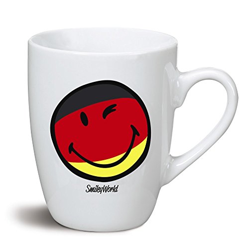 Nici 39214 Smiley – Taza, porcelana, 8 x 10 cm, Negro/Rojo/Oro