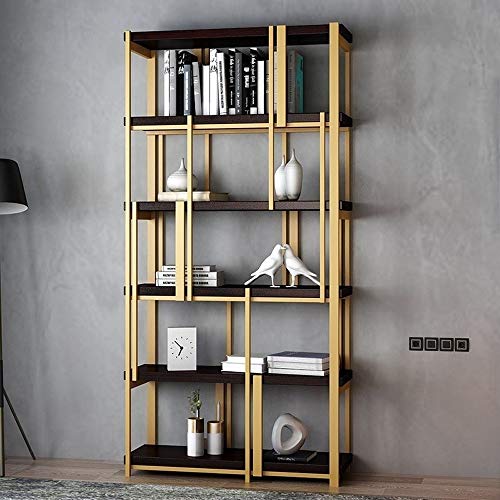 No-branded HMSCC 200cm de Alta Hierro Forjado Display Bastidores 5-Tier Metal Estante de Libro/Pre-Assemblied 120 cm Ancho 30 cm Profundidad de Unidad (Color : Marrón, Size : 1pcs)