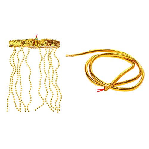 Non-brand Cleopatra Egipcio Perlas de Las Mujeres de La Venda de La Reina del Vestido de Lujo de La Serpiente de La Joyería Y Oro+Serpiente de Oro Pulsera Braza