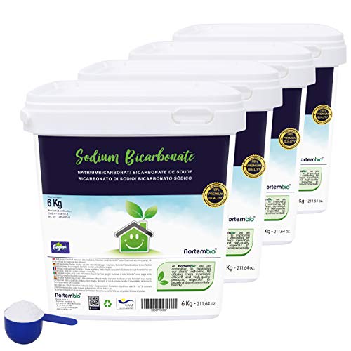 Nortembio Bicarbonato de Sodio 4x6kg, Insumo Ecológico de Origen Natural, Libre de Aluminio, EBook Incluido.