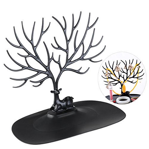 Nuolux - Ciervo-árbol decorativo para pulseras, collares y soporte para joyas negro