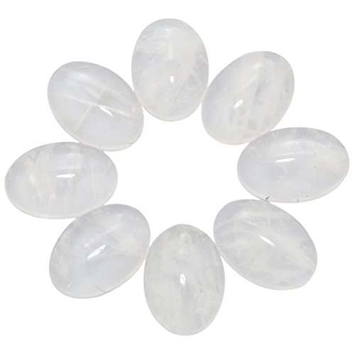 Nupuyai 5 Piezas Piedras Preciosas cabujones Plana Parte Trasera Cristal cabujón Ovalado Piedra para Charms DIY Joyas fabricación, Cristal de Roca, 22x30mm