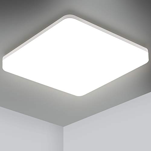 Oeegoo LED Plafon 24W, 2400Lm Lámpara de Techo LED, IP44 a Prueba de Agua Lámpara de Baño Dormitorio Cocina Sala de Estar Comedor Balcón Blanco Natural 4000-4500K