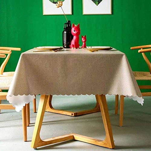 OH Mantel a prueba de agua Cubierta de mesa de color sólido Rectangular Anti-Hot Oil Table Cloth Alfombra Wave Lace Mesa de comedor Escritorio lkjhtjkihg/Marrón claro / 140x260cm