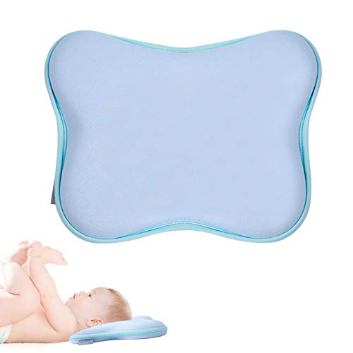 Ohiyoo Cojín para bebé contra la cabeza plana P almohada ortopédica Memory Foam regalo para niños 2 mantas cochecito