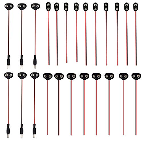 Osuter 50PCS Conector Clip de Bateria 9V con Cable conexión 15cm T Tipo & I Tipo 9v Conector de Clip para 9V Batería y Batería de Juguete