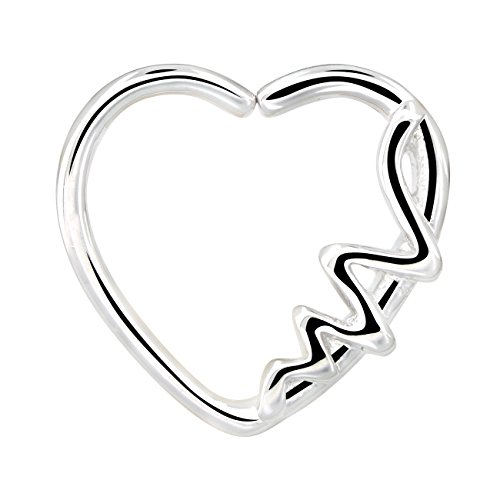 OUFER Body Piercing 16Gauge en Forma de corazón Onda de Cierre Izquierdo Daith Cartilag Tragus Earring Earrings (White)