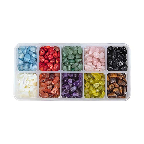 Pandahall Elite - 1 Caja de 50 g – Abalorios de cristal de cuarzo de amatista y aguamarina, mezcla de colores, cuentas sin agujero 7,5 ~ 13 x 5 ~ 7 x 3 ~ 4 mm, Mixed Color-8, 5~8x5~8mm