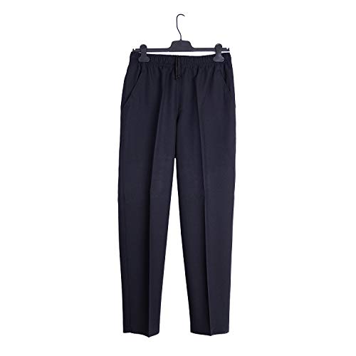 Pantalón Adaptado Hombre Color Gris/Marino - Tallas Grandes - Pantalon Vestir con Goma en la Cintura (Marino, 2XL)