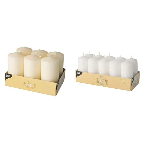 PAPSTAR 17,991 Conjunto de 6 Velas, 60 x 115 mm, 6 Piezas, Colores: Crema + 17915 Velas, 10 unidades, color blanco