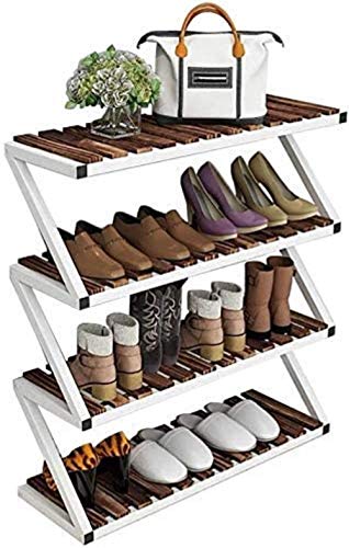 Pared pintura Zapatero Shoerack de Cuatro Capas del Zapato Estante, Hierro Forjado Zapatero de Madera Maciza Multicapa Organizador Familiar Muebles Taburete Cambiar Zapatos