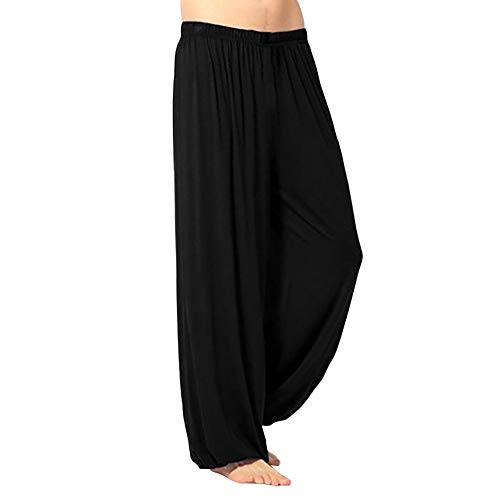 PARVAL Pantalones de Linterna Casuales de los Hombres Pantalones de chándal Baile Pantalones de Yoga Pantalones Harem Casuales Gimnasio Recto Color sólido Pantalón Pantalones