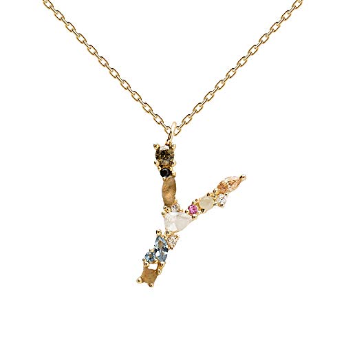 PDPAOLA - Collar Letra Y - Plata de Ley 925 Bañada en Oro de 18k - Joyas para Mujer