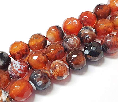 Perlas de ágata de fuego, 8 mm, facetadas, color marrón, natural, piedras preciosas sueltas, piedras semipreciosas para fabricación de joyas, 15 unidades