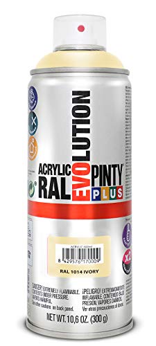 PINTYPLUS EVOLUTION 618 Pintura Spray Acrílica Brillo 520cc Ivory, Crema Ral 1014, Estándar