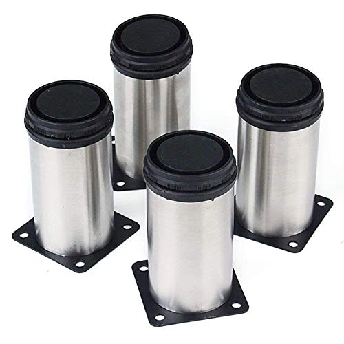 PIXNOR Ronda muebles patas acero inoxidable cocina patas regulables - 4 pack (plata)