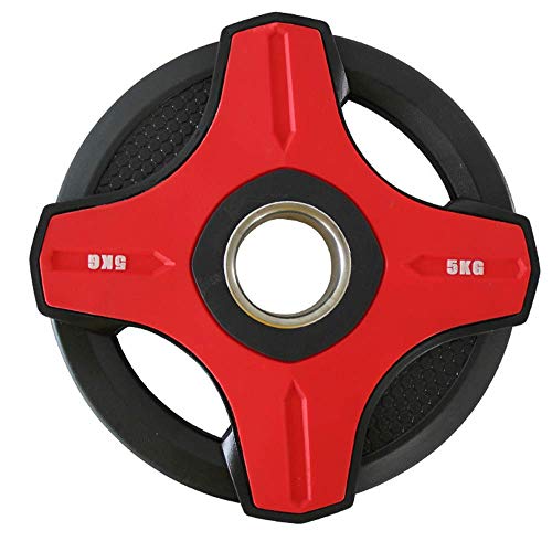 Placa de Peso con Barra 2.5-20KG Poliuretano ecológico Dic 5cm Agujero Central Olympic tandard Tri Grip Radial Home Fitne Gym