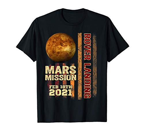 Planet Mars Rover Landing 18 de febrero de 2021 Bandera de Camiseta