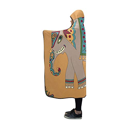 Plsdx Manta con Capucha Manta de Elefante Indio 60x50 Pulgadas Comfotable Throw Throw Wrap