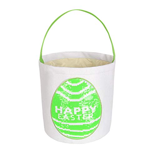 POHOVE Semana Santa Lentejuelas Cesta Bolsas para Niños, Huevos de Pascua Hun-T Cesta, Algodón Mezclado Multifunción Caramelos Happy Easter Compras Lote, Portando Regalo Y - Tipo 3, Free Size