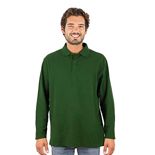 Polo Manga Larga Hombre Algodón con Botón - Shirt Camiseta Camisa Estilo Polos Regular Casual Color Liso Long-Sleeve Cuello Redondo Basico Esencial Original