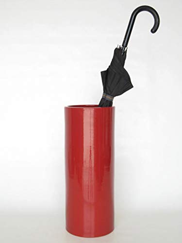 POLONIO - Paraguero de Ceramica Rojo de 50 cm - Bastonero de Ceramica para Entrada y Pasillo - Jarron de Ceramica Grande Suelo Color Rojo Granate